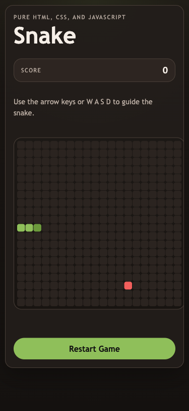Snake game running on mobile